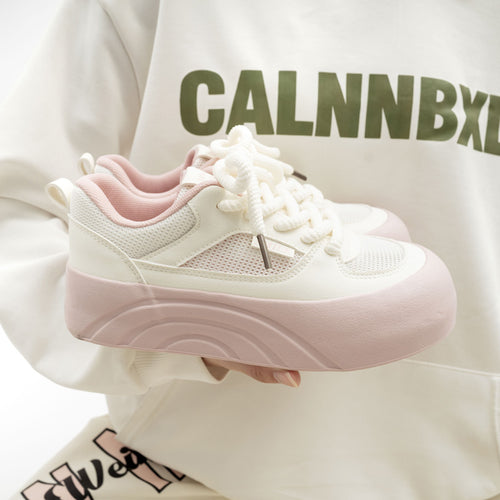 Damen Plattform Sneakers mit atmungsaktiver Mesh-Oberfläche und rutschfester Sohle EB