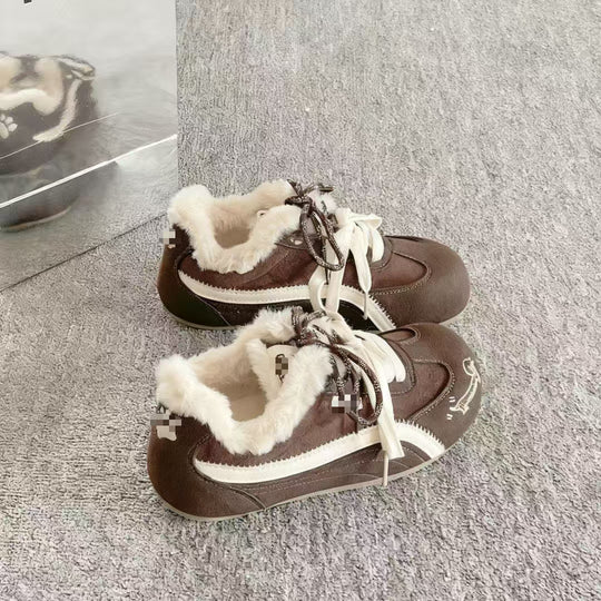 Damen warme und stylische Sneakers mit Fleece-Futter EB