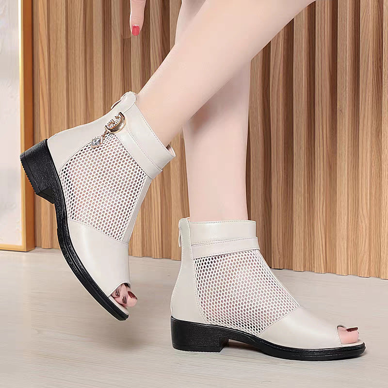 Damen Stiefeletten mit durchlässigem Netzdesign und elegantem Schmuckdetail EB