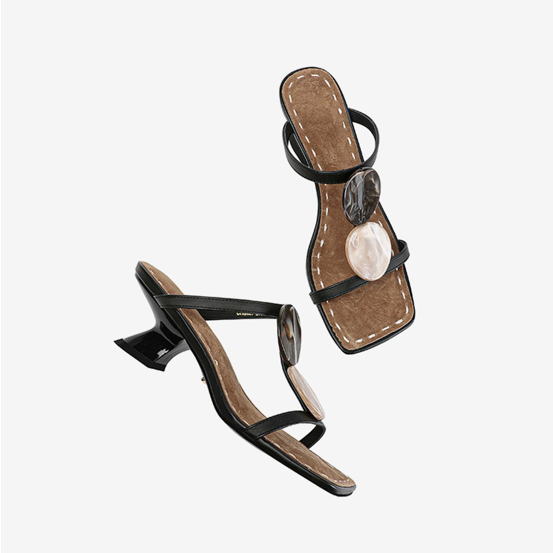 Damen Slingback-Pantoletten mit modischem Steg-Design und komfortablem Blockabsatz EB