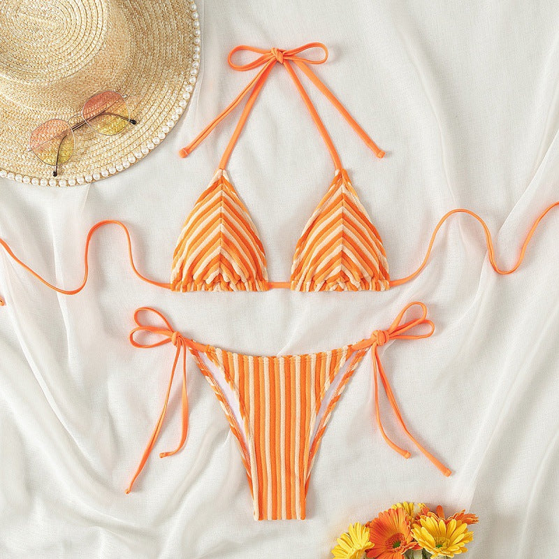 Damen Triangel-Bikini mit verstellbaren Schnürdetails EB