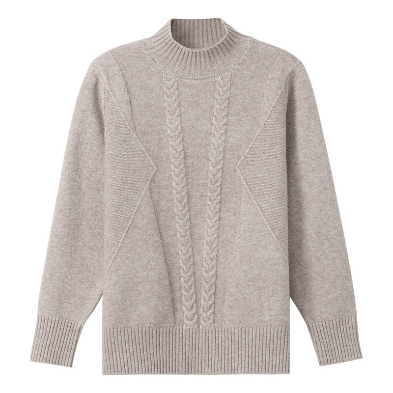 Damen Grobstrickpullover mit elegantem Zopfmuster und hohem Kragen EB