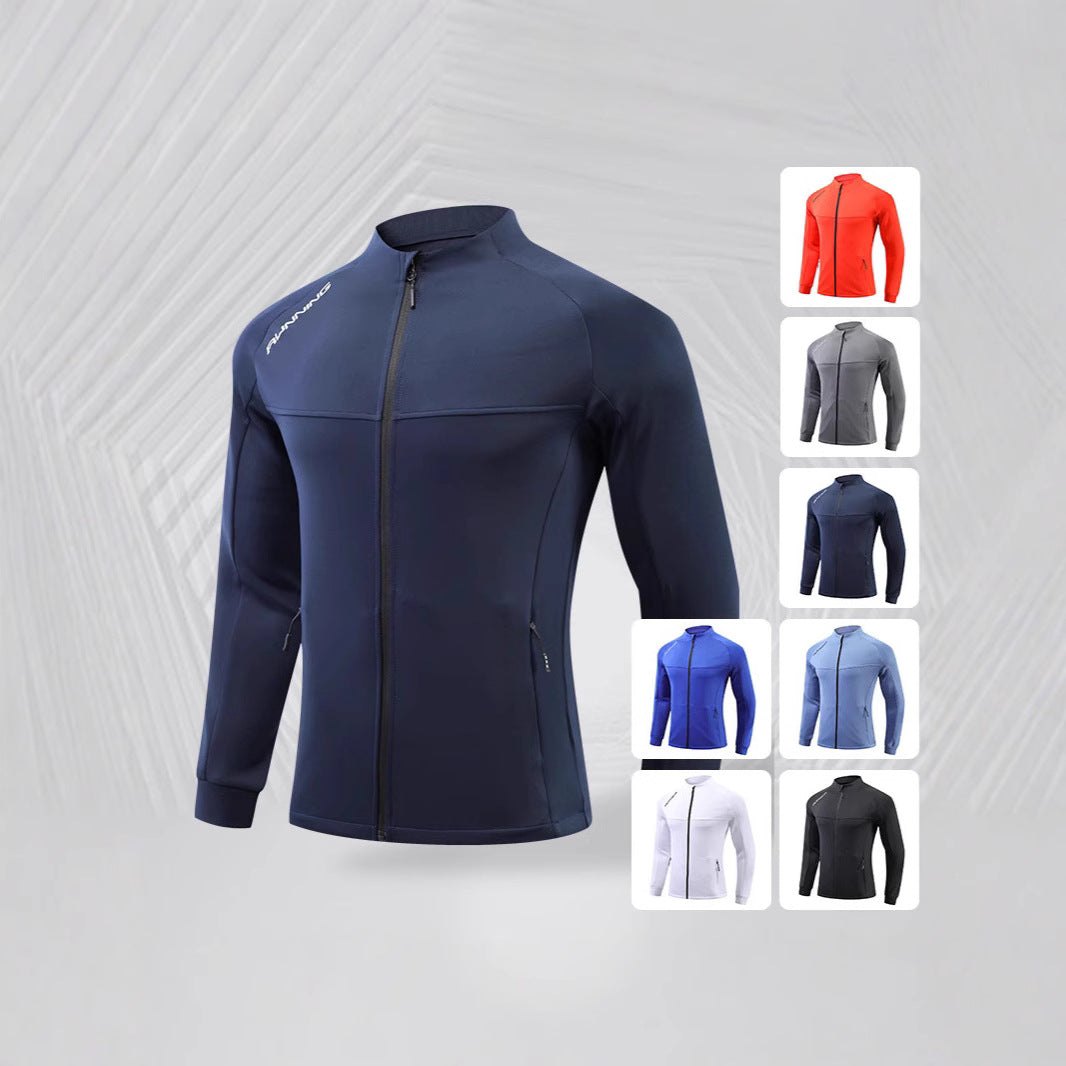 Herren Eng anliegende atmungsaktive Laufjacke mit durchgehendem Reißverschluss und Reißverschlusstaschen EB