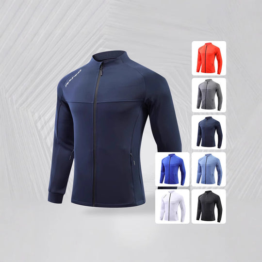 Herren Eng anliegende atmungsaktive Laufjacke mit durchgehendem Reißverschluss und Reißverschlusstaschen EB