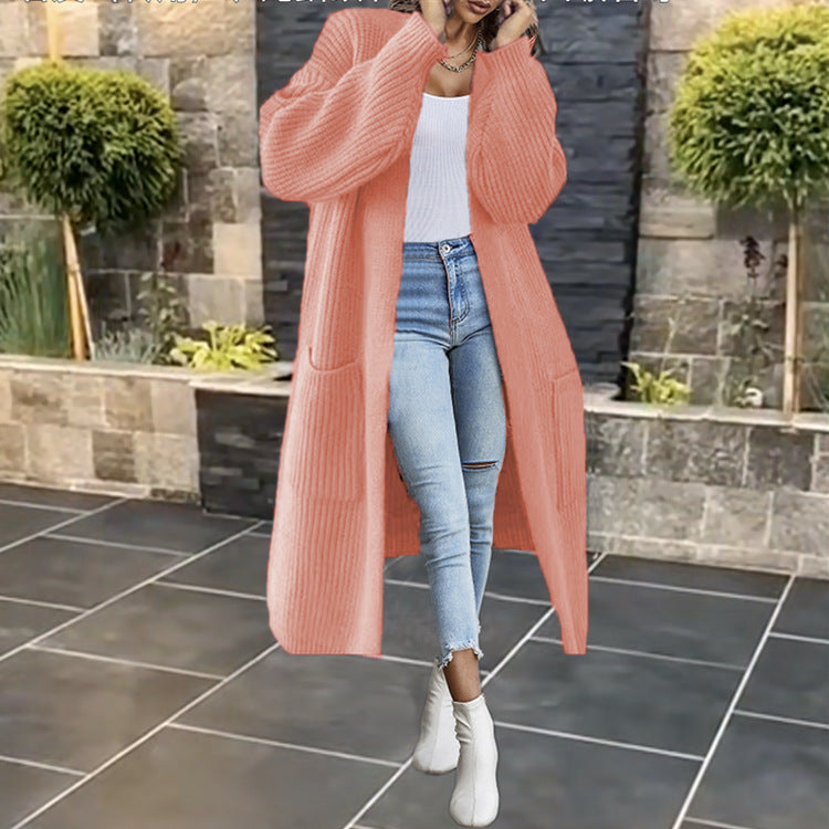 Damen Großer Strickmantel mit tiefen Taschen und lässigem Schnitt EB