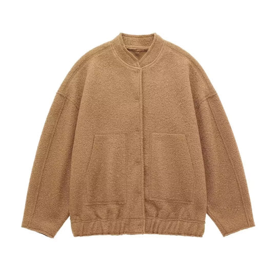 Damen Kuschelige Oversized-Jacke aus flauschigem Material mit praktischen Taschen EB