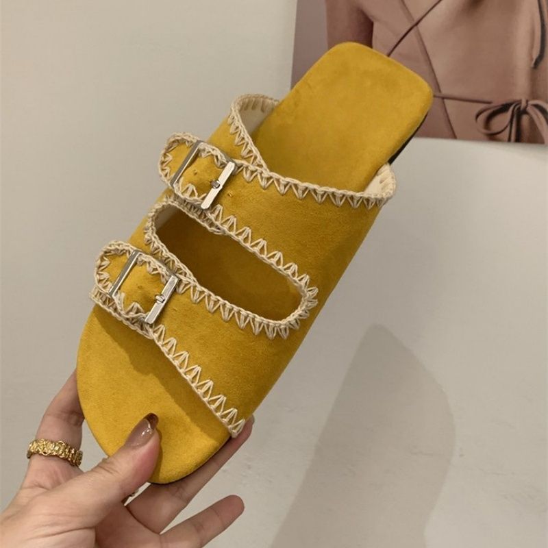 Damen bequeme Zehentrenner-Sandalen mit modischem Riemendesign EB