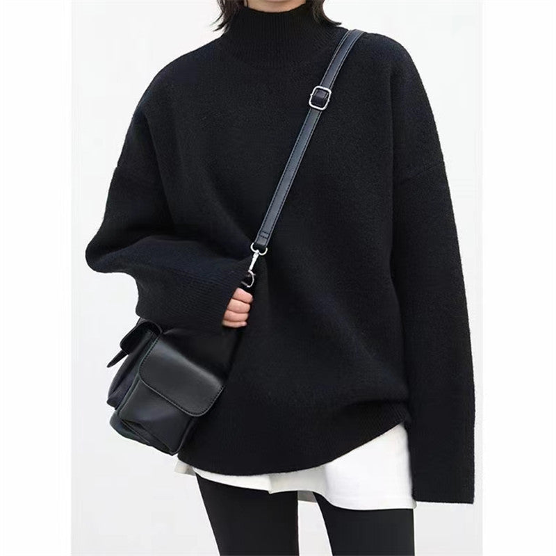 Damen Hochwertiger Rollkragenpullover mit oversized Schnitt und eleganten Ärmelabschlüssen EB