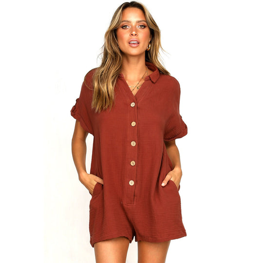 Damen Jumpsuit mit knöpfbarem Kragen und lässigem Schnitt EB