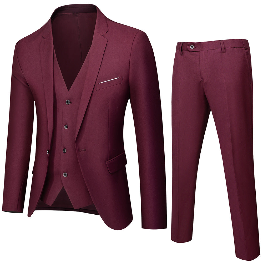 Herren nan dreiteiliges Business-Anzugset mit tailliertem Einreiher-Sakko, schmal geschnittener Weste und elegant geschnittener Anzughose EB