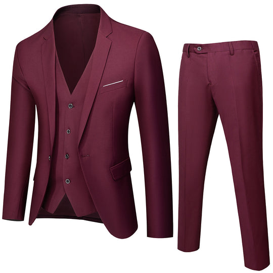 Herren nan dreiteiliges Business-Anzugset mit tailliertem Einreiher-Sakko, schmal geschnittener Weste und elegant geschnittener Anzughose EB