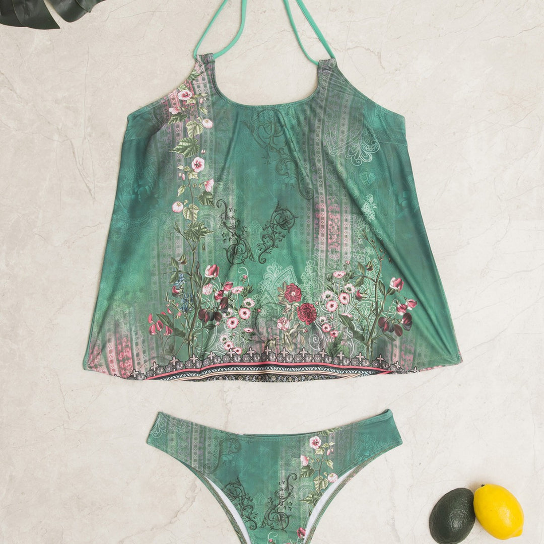 Damen Tankini-Set mit modischem Muster und lässigem Schnitt EB