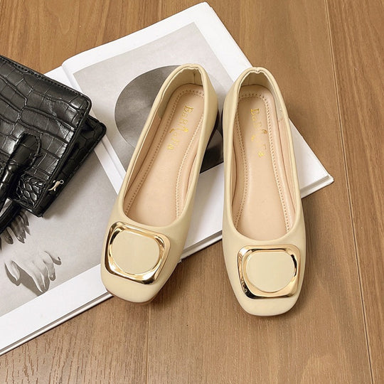 Damen elegante Ballerinas mit modischem Quadratverschluss EB