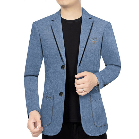 Herren Casual-Sakko in Denimoptik mit Slim-Fit und aufgesetzten Taschen EB
