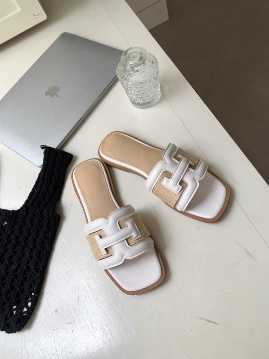 Damen modische Slipper mit elegantem Riemendesign und gepolstertem Fußbett EB