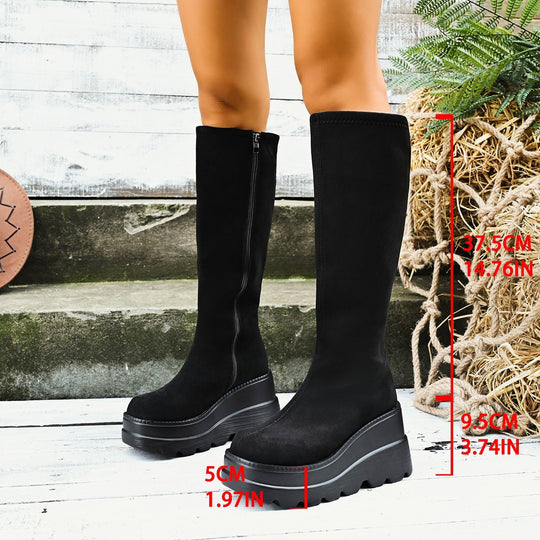 Damen Modische Overknee-Stiefel mit Plateausohle EB
