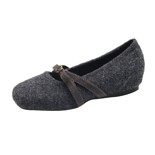 Damen elegante Filz-Ballerinas mit modischem Schleifenakzent EB