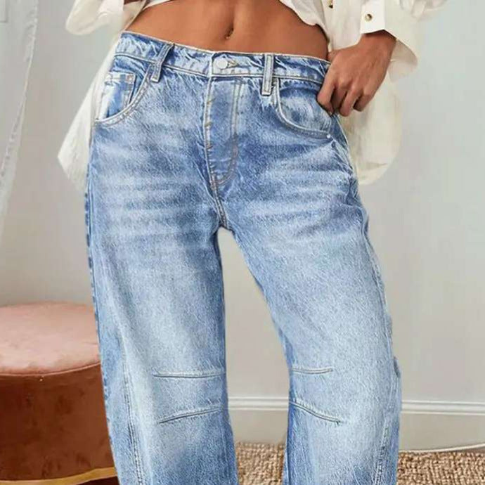 Damen Weite Jeans im lässigen Vintage-Stil mit hochwertigen Details EB