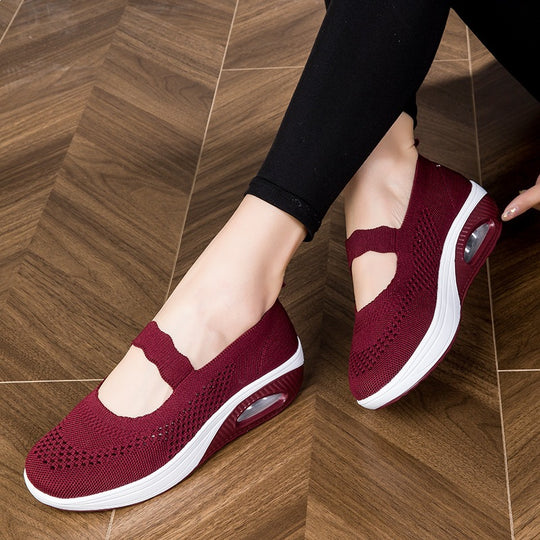 Damen atmungsaktive Slip-On Sneakers mit elastischem Riemen EB