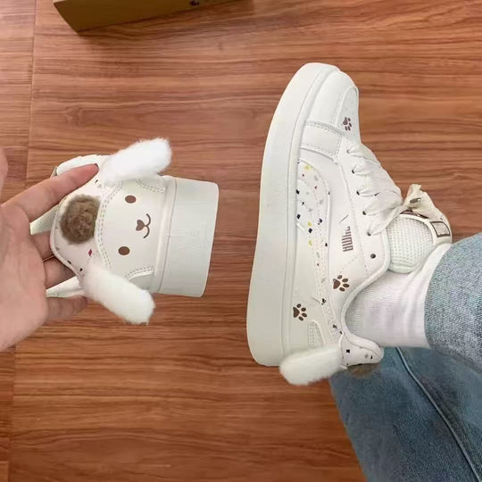 Damen Sneakers mit süßem Tierdesign und flauschigen Details EB