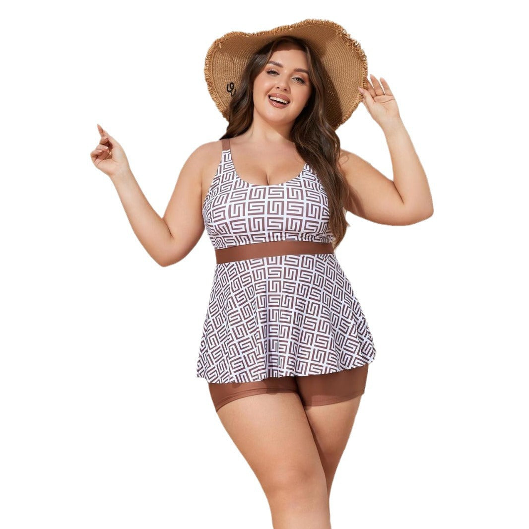 Damen Modischer Tankini mit skulpturalen Musteranwendungen EB