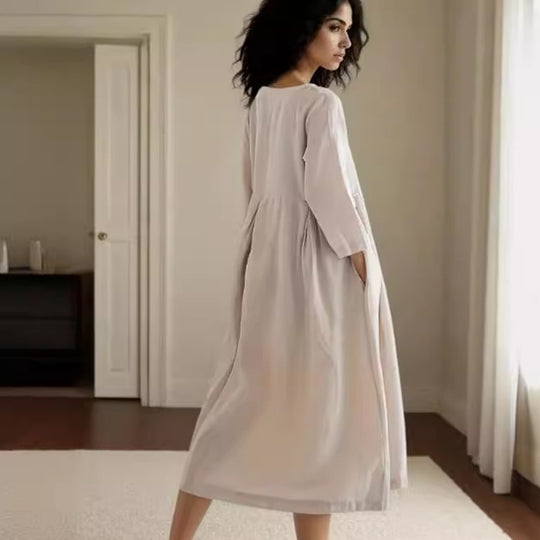 Damen Midikleid mit innovativem Falten-Design EB