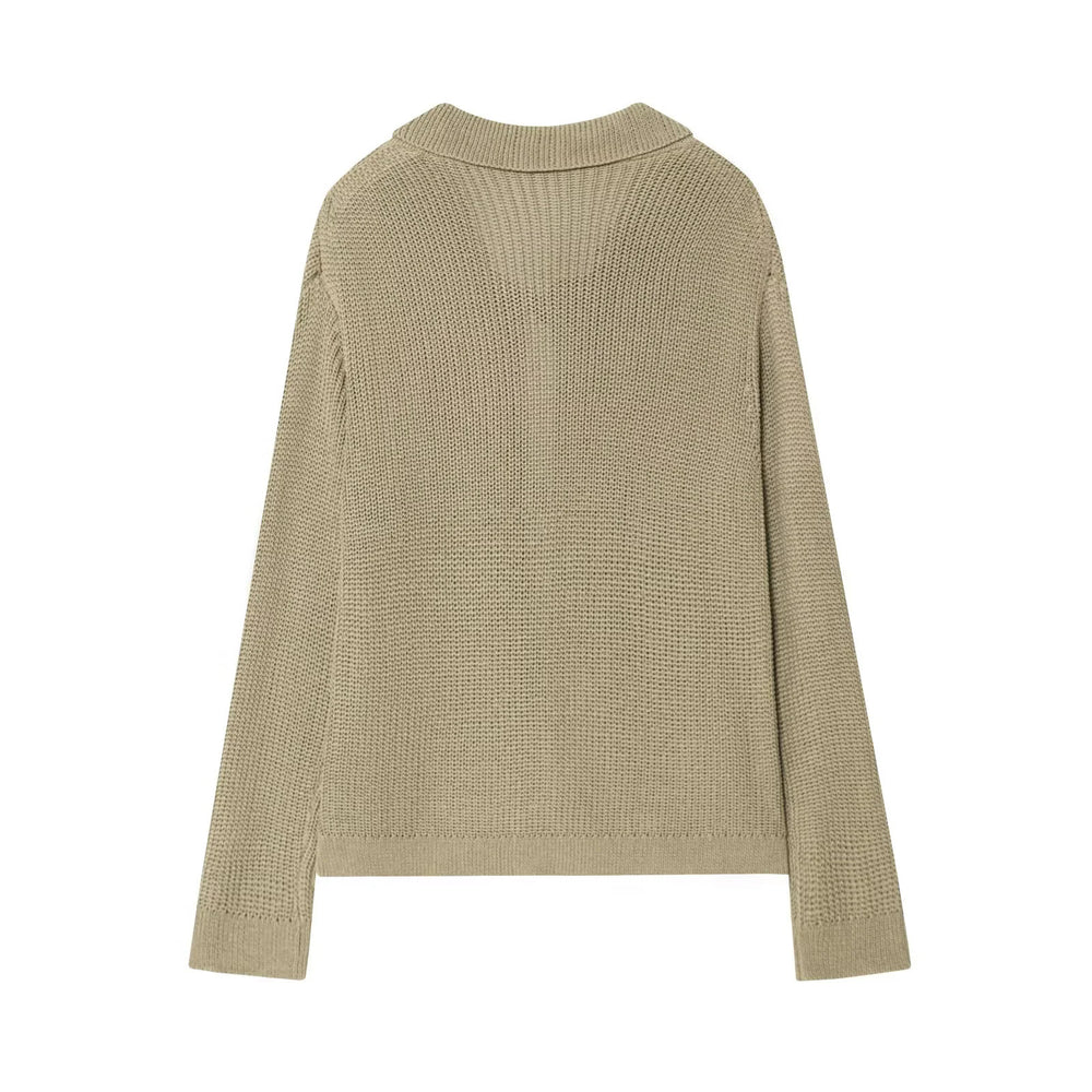 Damen geschnittene Strickjacke mit eleganten Knöpfen und strukturierter Oberfläche EB