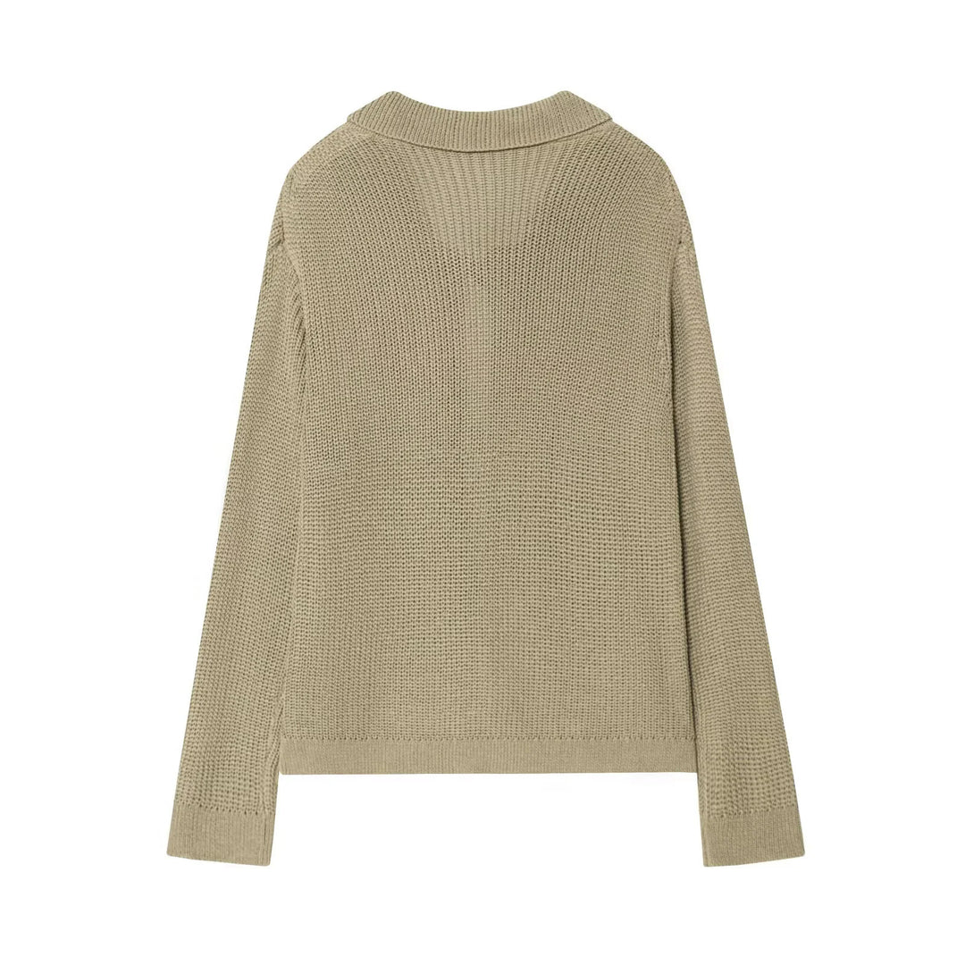 Damen geschnittene Strickjacke mit eleganten Knöpfen und strukturierter Oberfläche EB