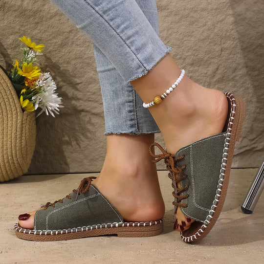 Damen Slip-On Sandalen mit modischem Schnürdesign und komfortabler Fußbettung EB
