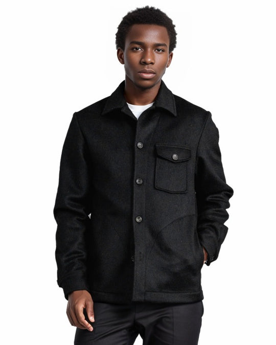 Herren elegante Bouclejacke mit praktischen Taschen EB