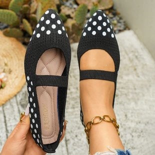 Damen Modische Ballerinas mit Punkten und elegantem Riemendesign EB