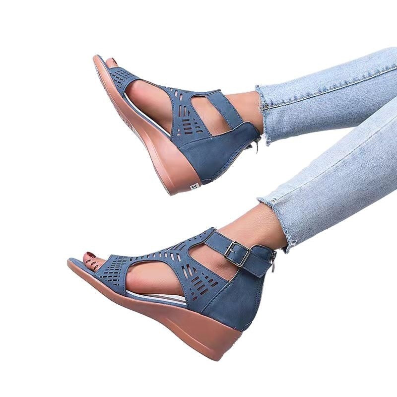 Damen Wedge-Sandalen mit modischem Cut-Out-Design und rutschfester Sohle EB