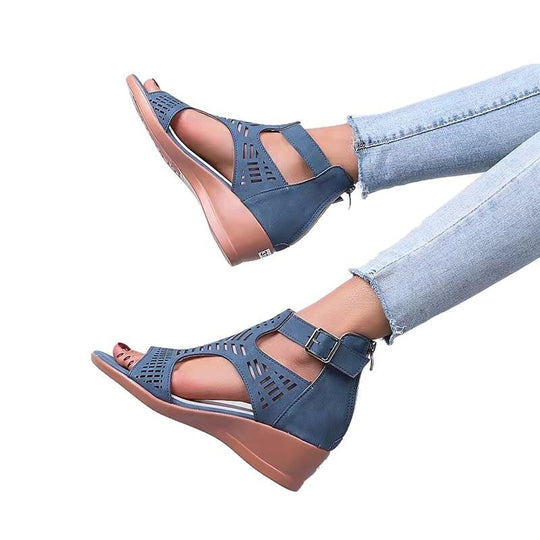 Damen Wedge-Sandalen mit modischem Cut-Out-Design und rutschfester Sohle EB