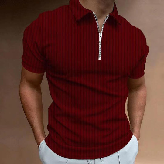 Herren Kurzarm Polo-Hemd mit Reißverschluss und strukturiertem Design EB