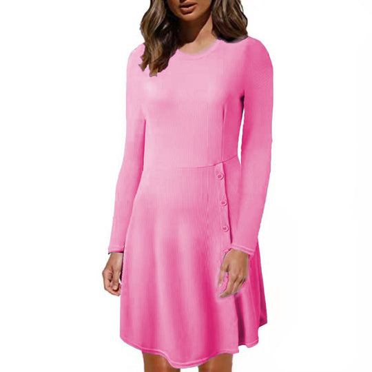 Damen Strickkleid mit Knopfdetails und eng anliegendem Oberteil EB