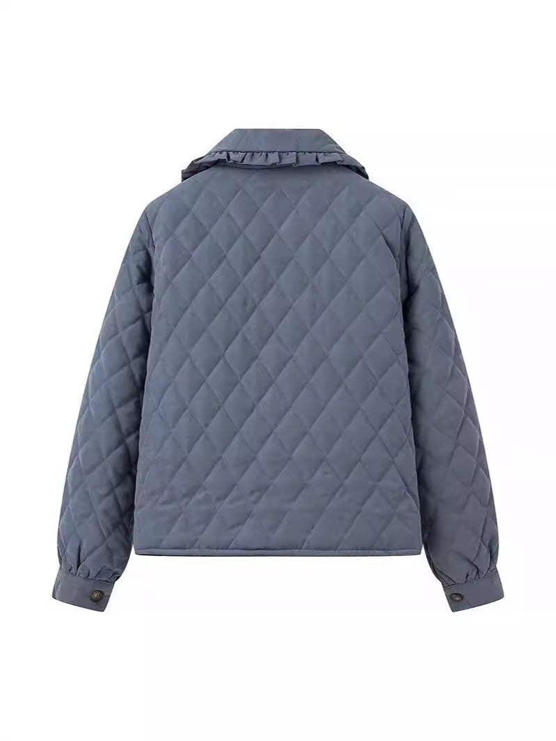 Damen Steppjacke mit großem Kragen und praktischen Taschen EB