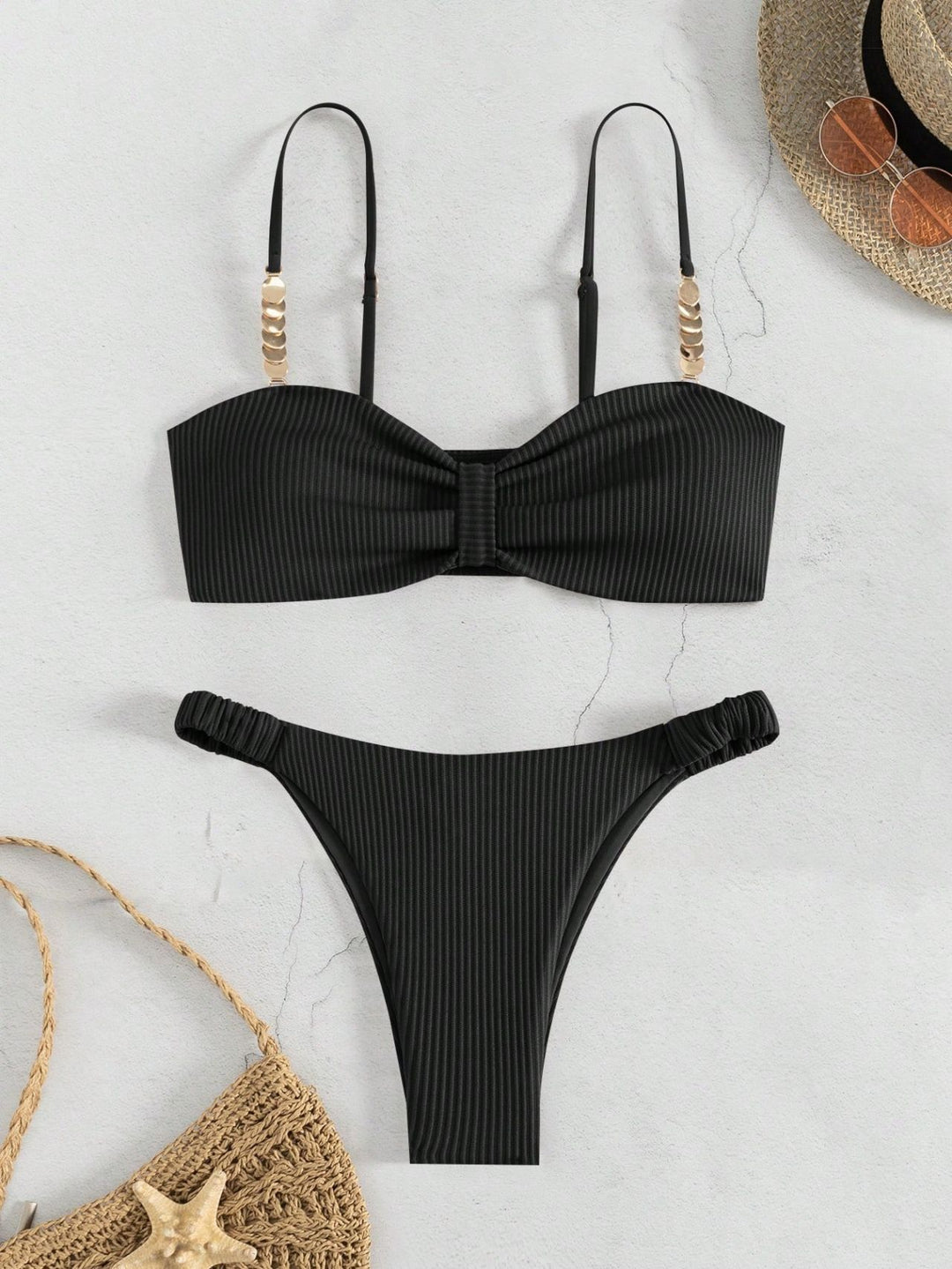 Damen Bustier-Bikini mit elegantem Schleifen-Design und modischen Akzenten EB