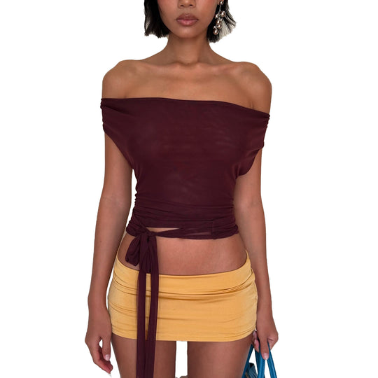 Damen figurbetontes Halter-Top mit tiefem V-Ausschnitt und elastischem Saum EB
