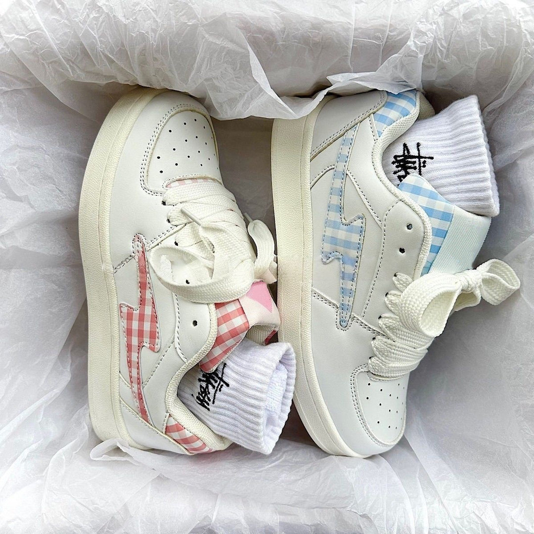 Damen Sportliche Sneakers mit kariertem Design und bequemer Sohle EB