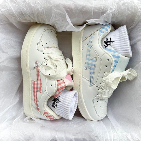 Damen Sportliche Sneakers mit kariertem Design und bequemer Sohle EB