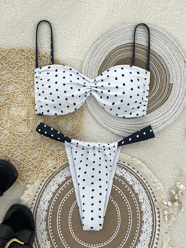 Damen Bandeau-Bikini-Set mit Punkten EB