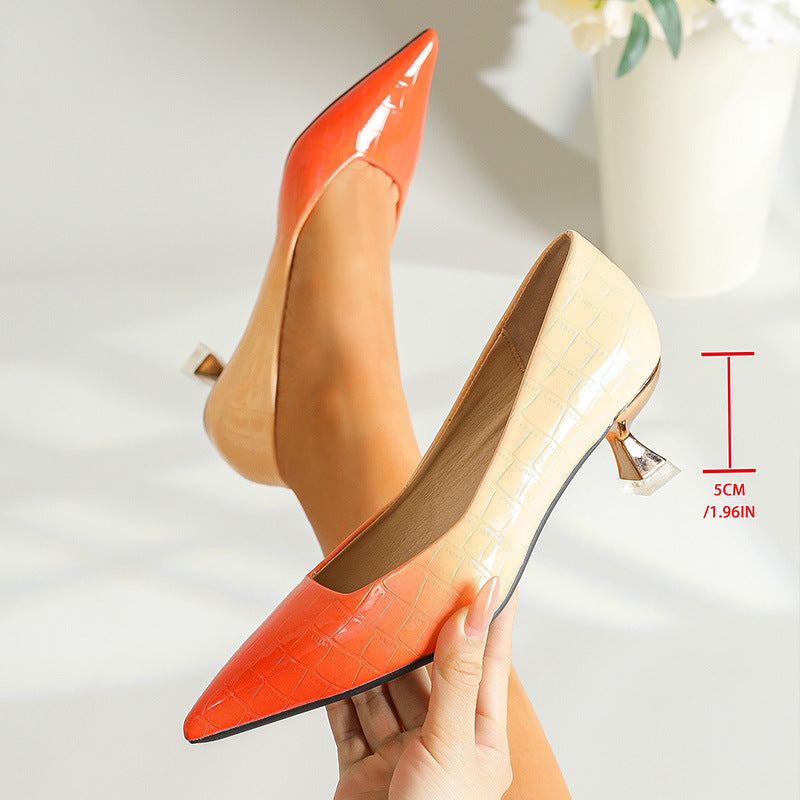 Damen Elegante Pumps mit spitzem Zehenbereich und glänzendem Finish EB