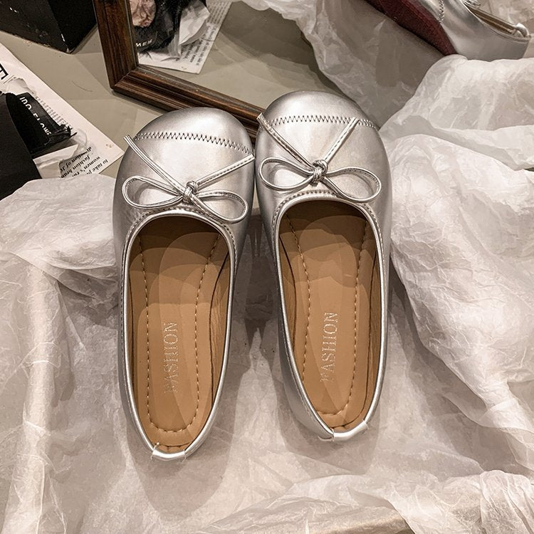 Damen klassische Ballerinas mit dekorativem Schleifenakzent EB