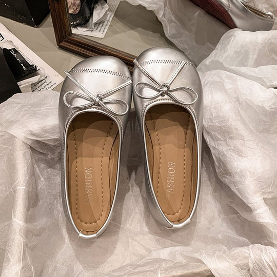 Damen klassische Ballerinas mit dekorativem Schleifenakzent EB