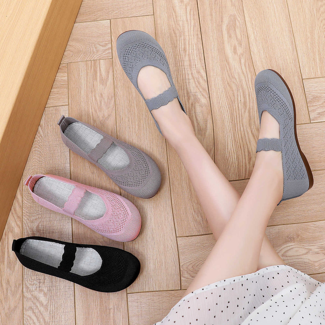 Damen Ballerinas mit rutschfester Sohle und atmungsaktivem Obermaterial EB