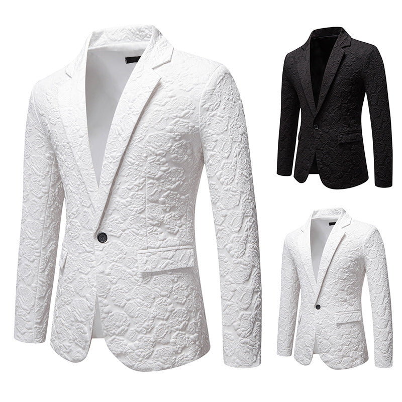 Herren nan strukturiertes Business-Sakko mit floraler Jacquardstruktur und Slim-Fit EB