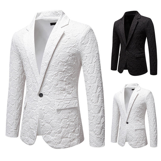Herren nan strukturiertes Business-Sakko mit floraler Jacquardstruktur und Slim-Fit EB