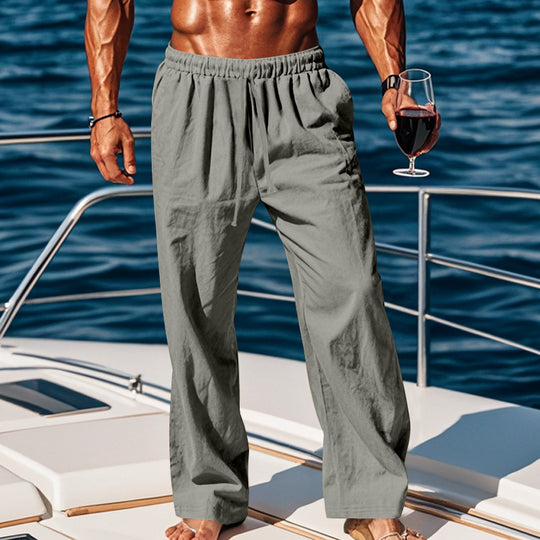 Herren Sommerliche Freizeithose mit weichem, atmungsaktivem Baumwollmaterial und elastischem Bund EB