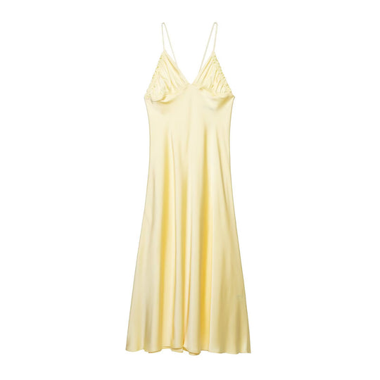 Damen Slipdress mit verführerischem V-Ausschnitt und feinen Rüschendetails EB