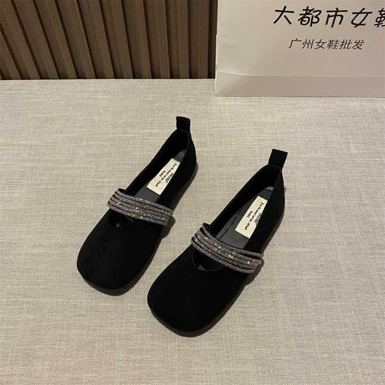 Damen elegante Ballerinas mit verzierten Riemchen EB